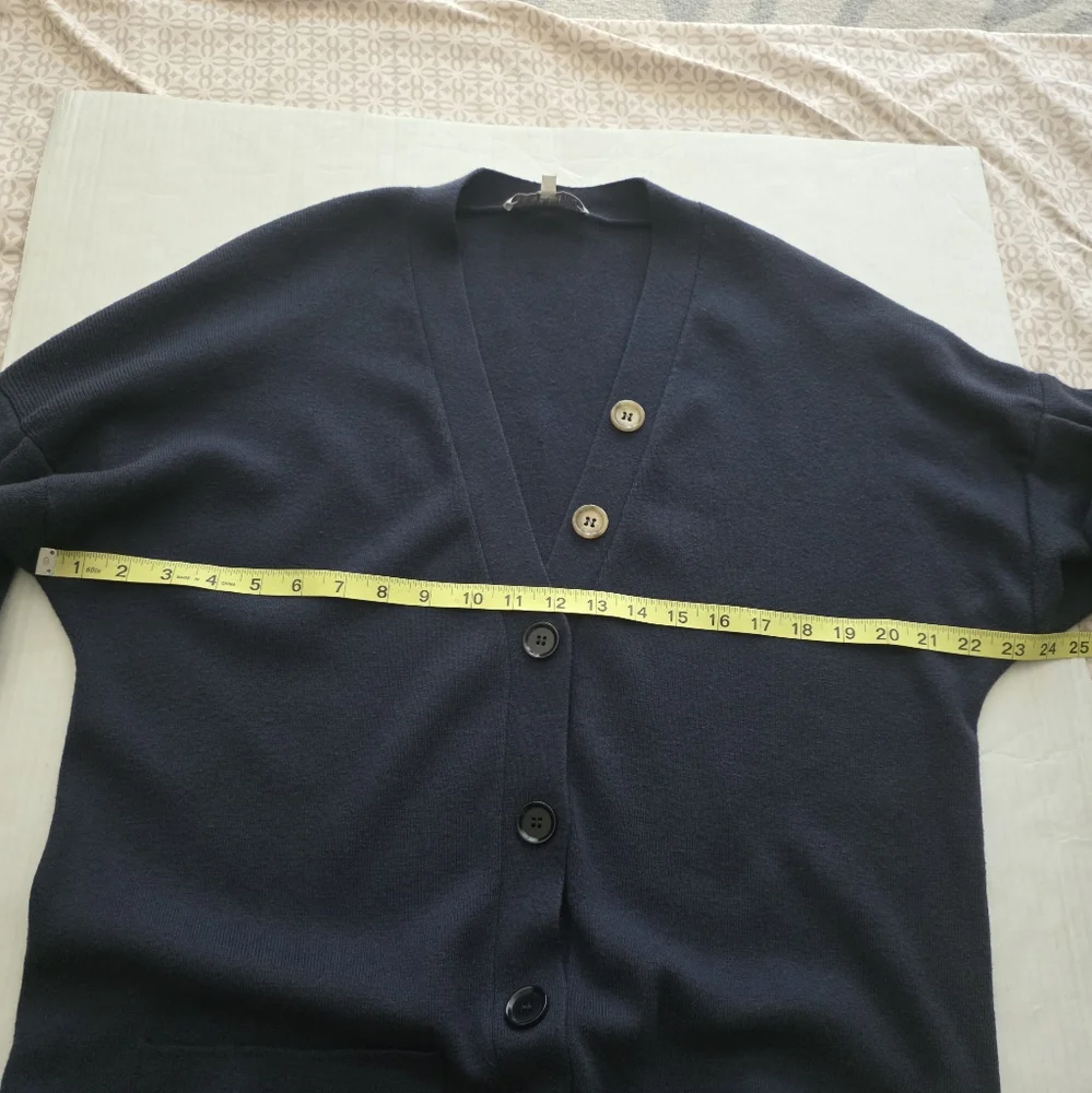 TIBI Wool Blend Navy Blue Button Down Long Cardigan Size M. - Picture 9 of 14